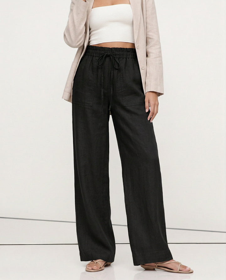 The Drawstring Straight Linen Pant