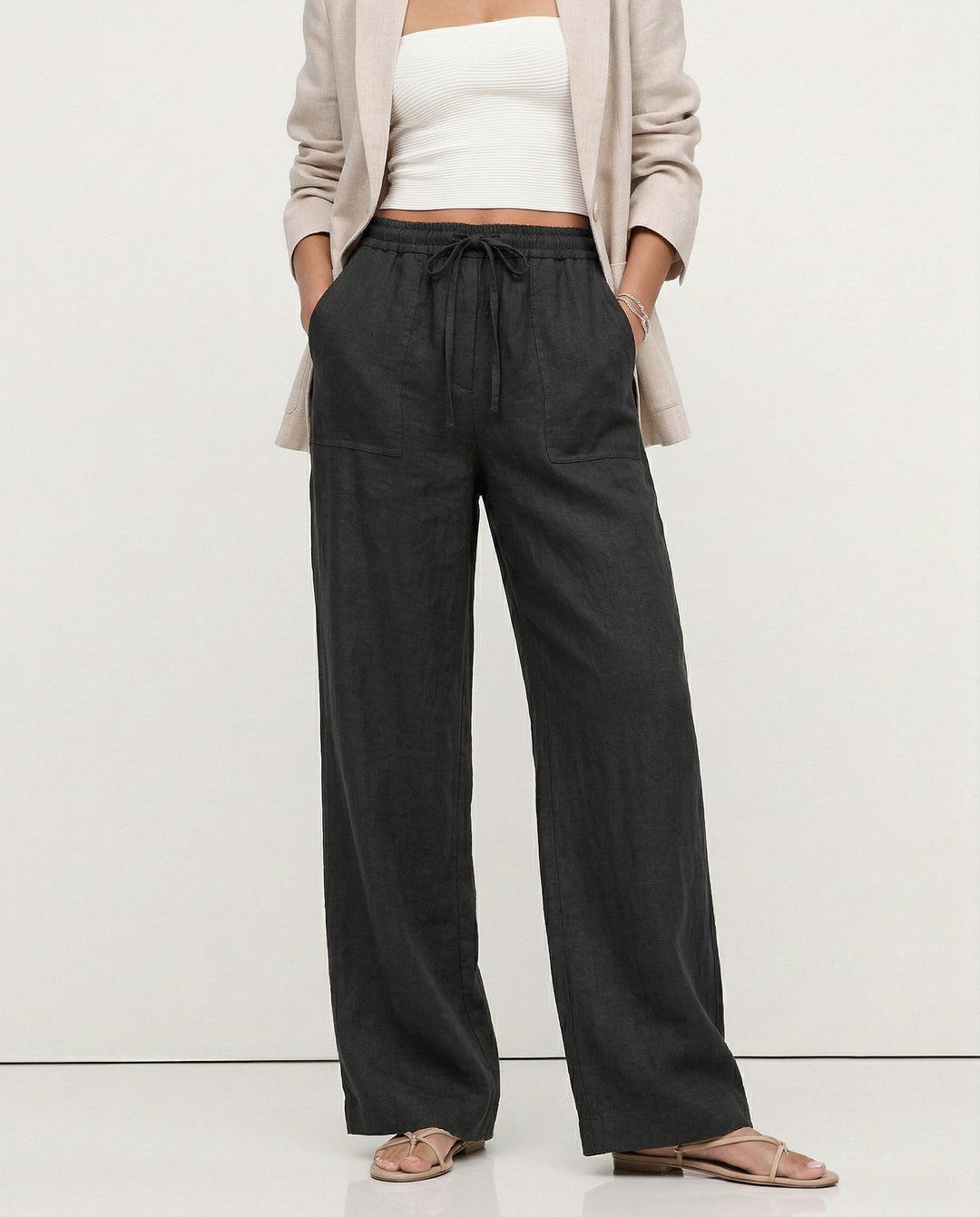 The Drawstring Straight Linen Pant