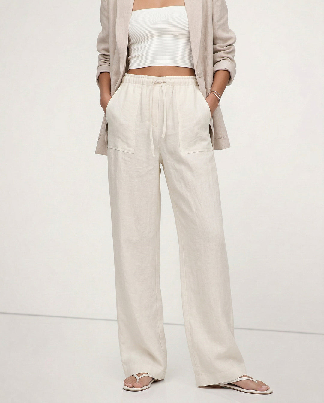 The Drawstring Straight Linen Pant