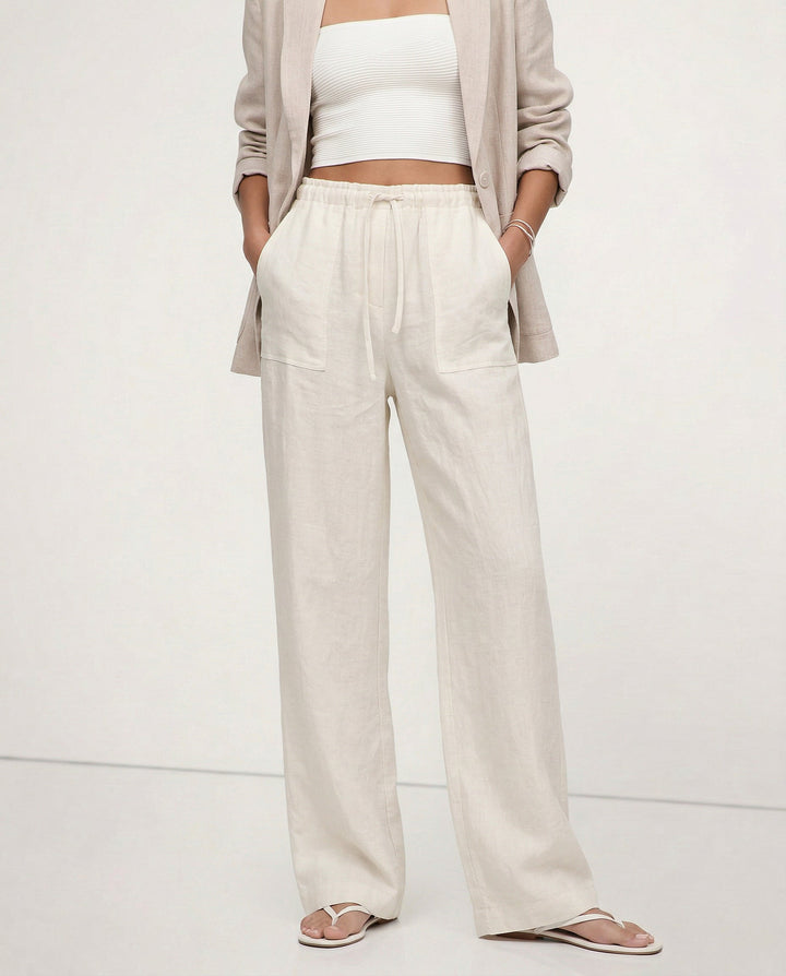 The Drawstring Straight Linen Pant