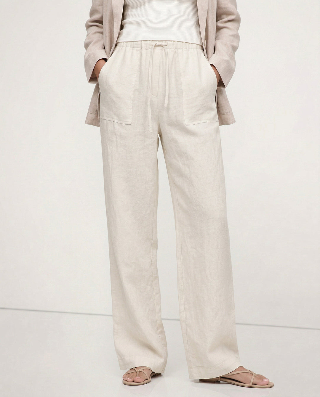 The Drawstring Straight Linen Pant