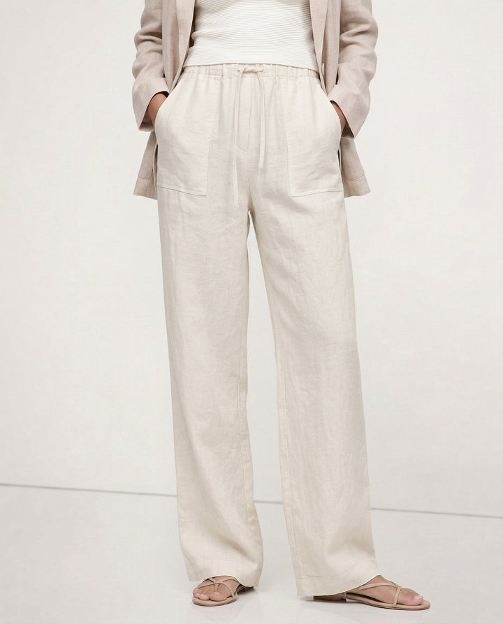 The Drawstring Straight Linen Pant