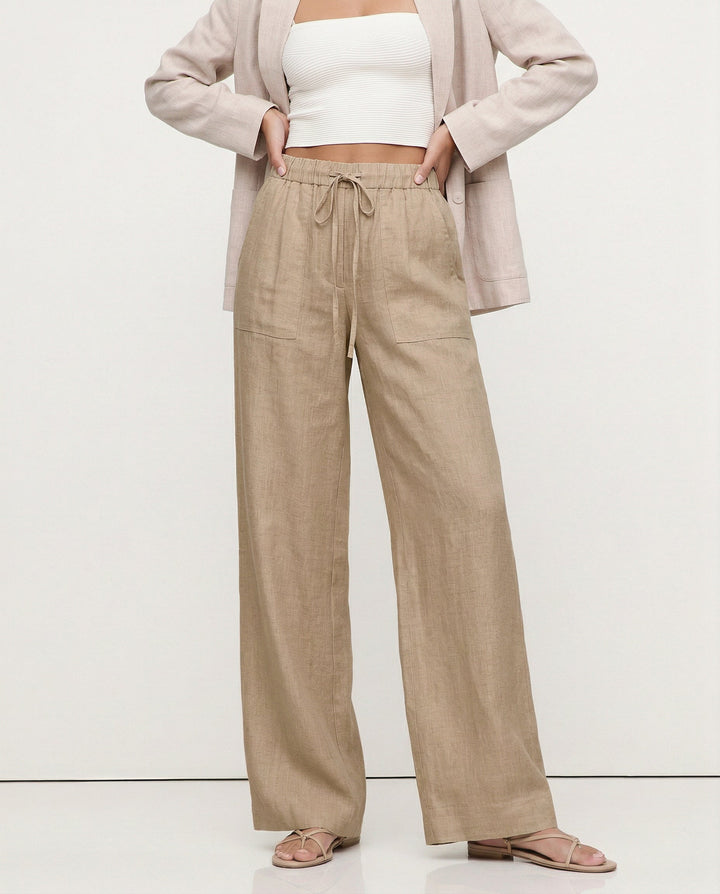 The Drawstring Straight Linen Pant