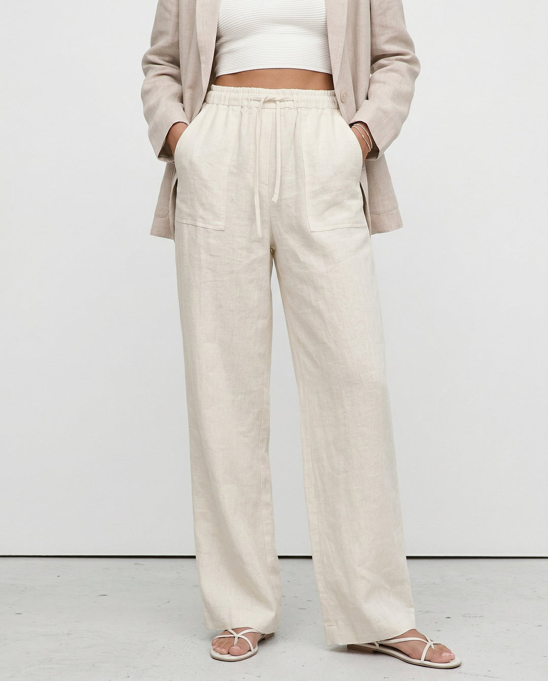 The Drawstring Straight Linen Pant