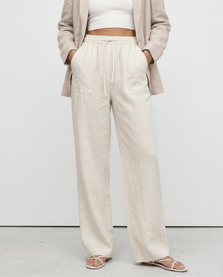 The Drawstring Straight Linen Pant