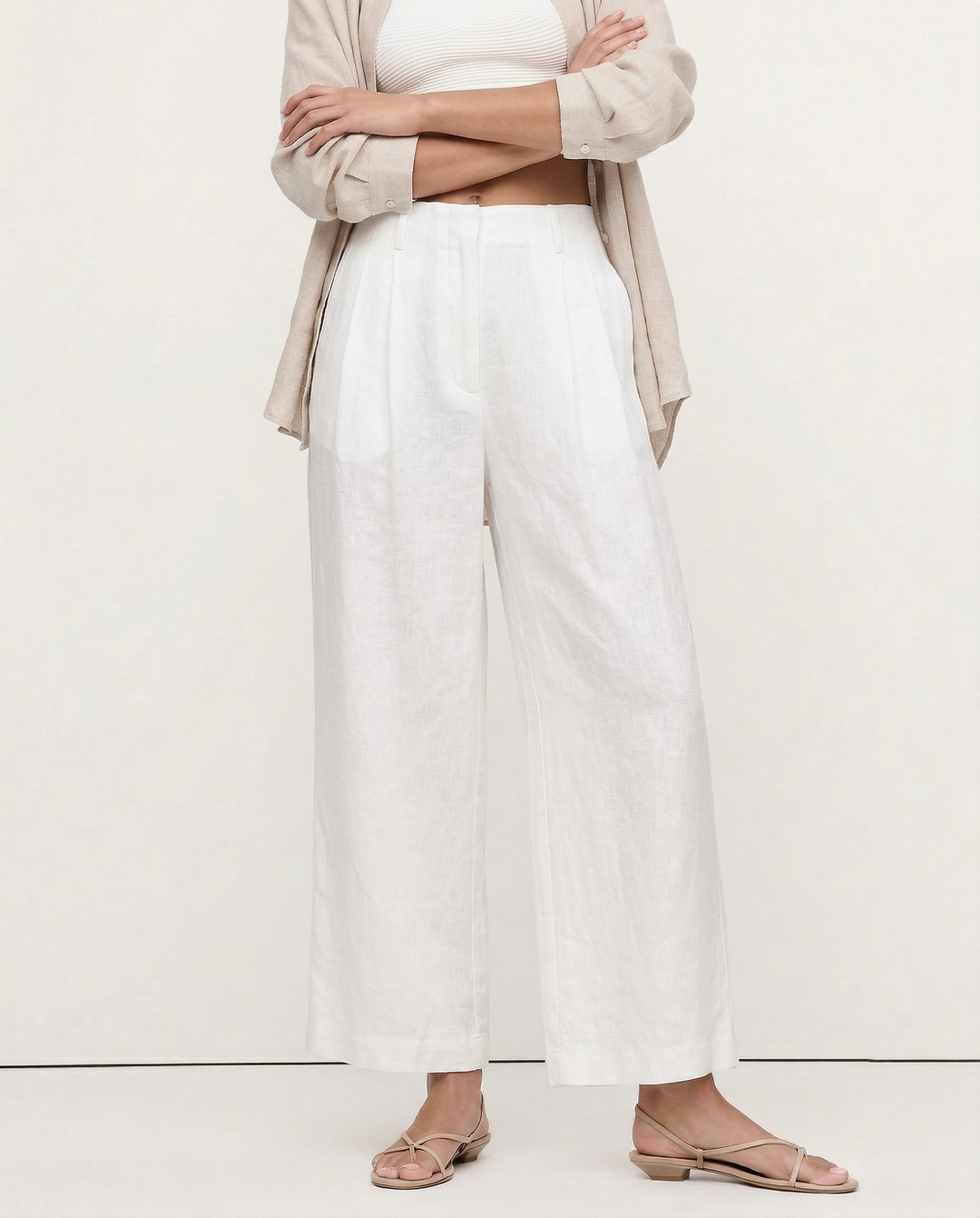 The Pleated Wide Leg Linen Pant