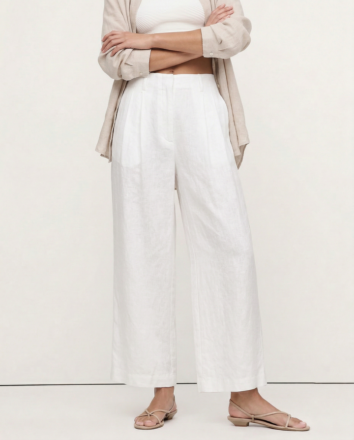 The Pleated Wide Leg Linen Pant