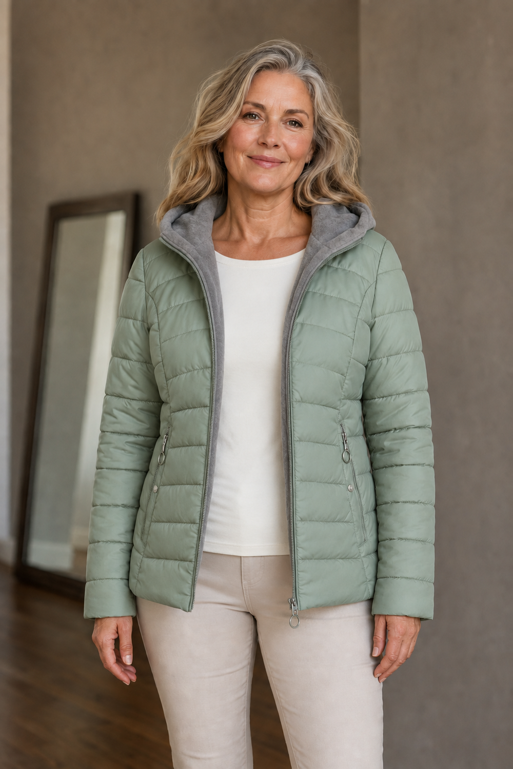 Gabrielle fleece-lined winter jacket open