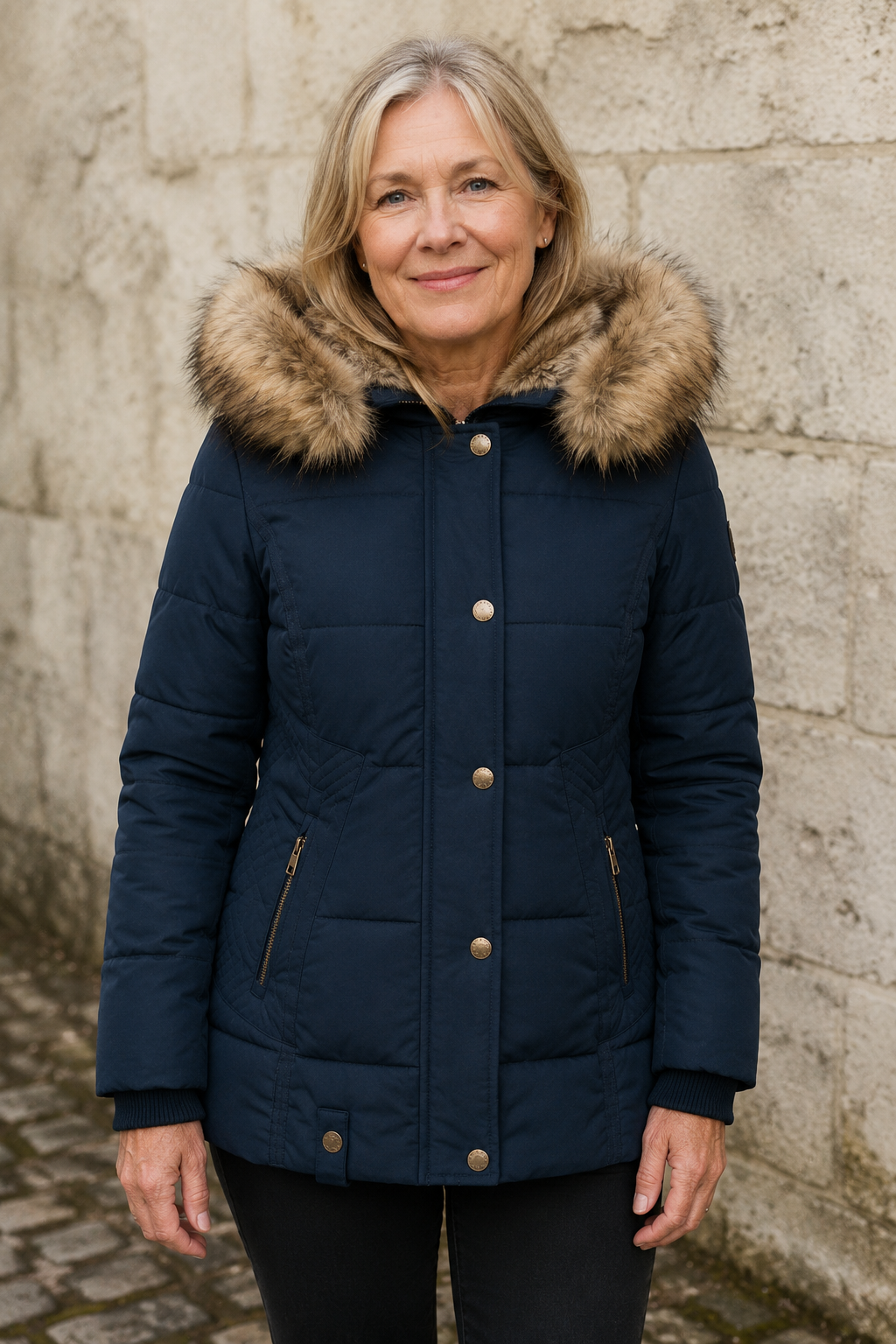 Grace warm winter fur jacket closed