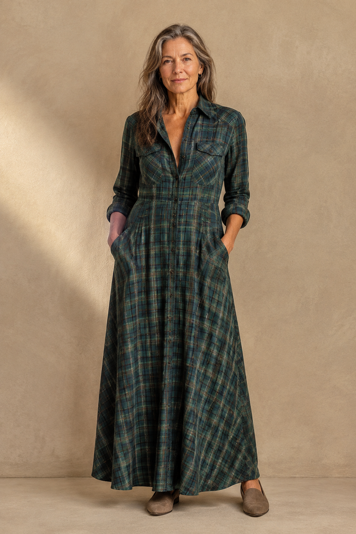 Joan | Plaid Button-Front Shirt Dress