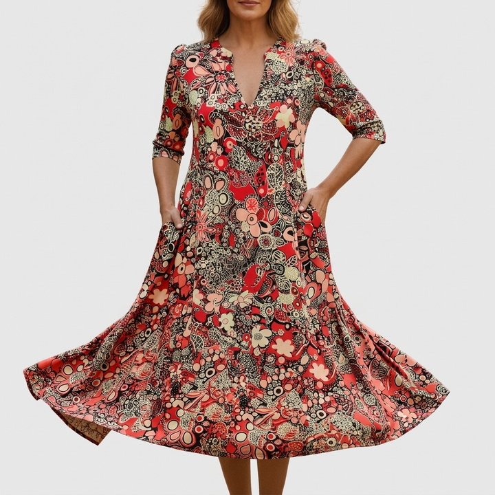 Maggie | V-Neck Midi Dress
