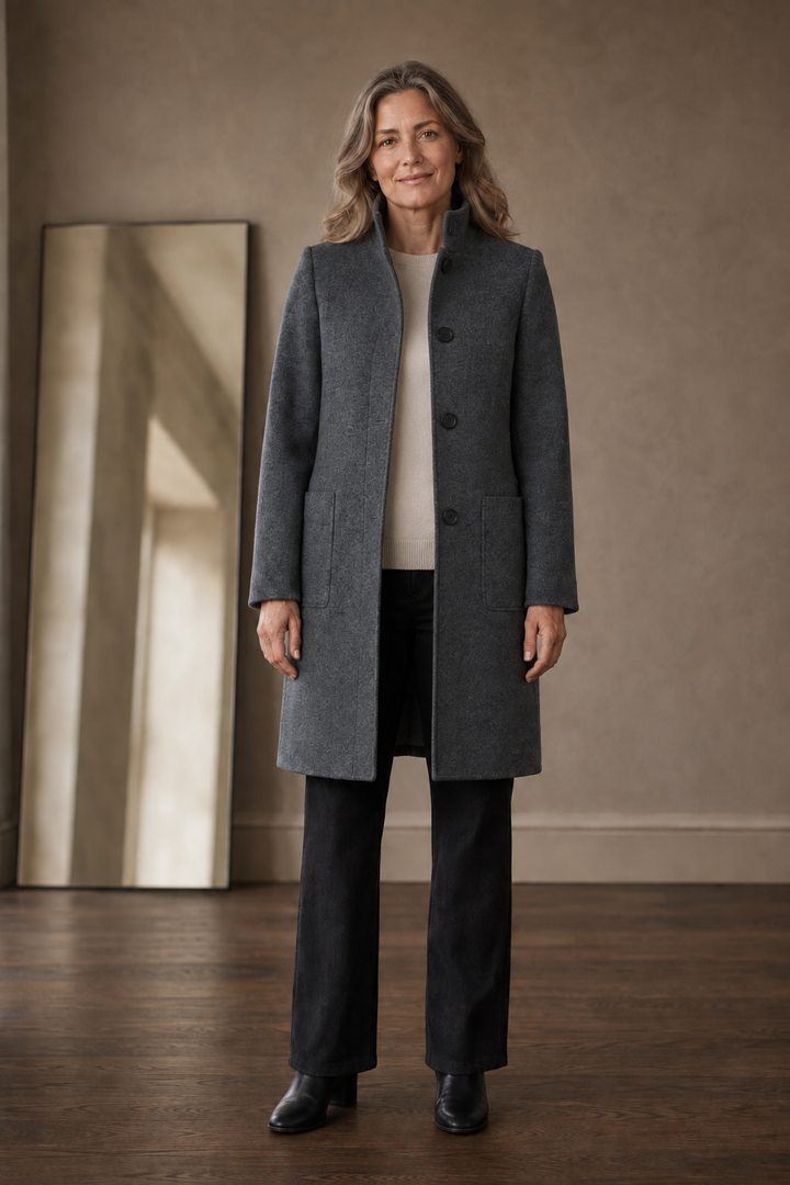 Wool Blend Tailored Overcoat