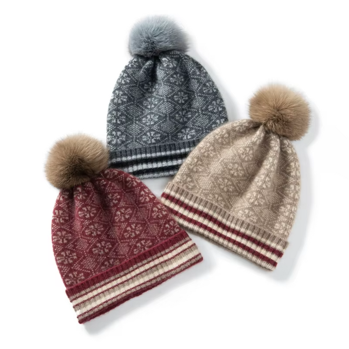 Fair Isle Cashmere Pom Beanie