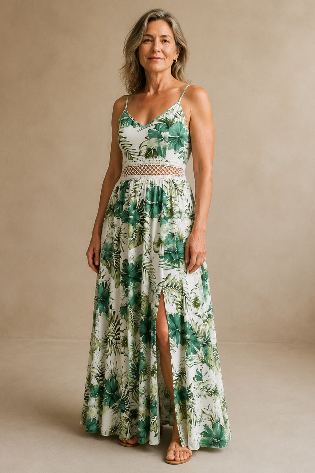 Kimberly | Floral Strappy Split Dress