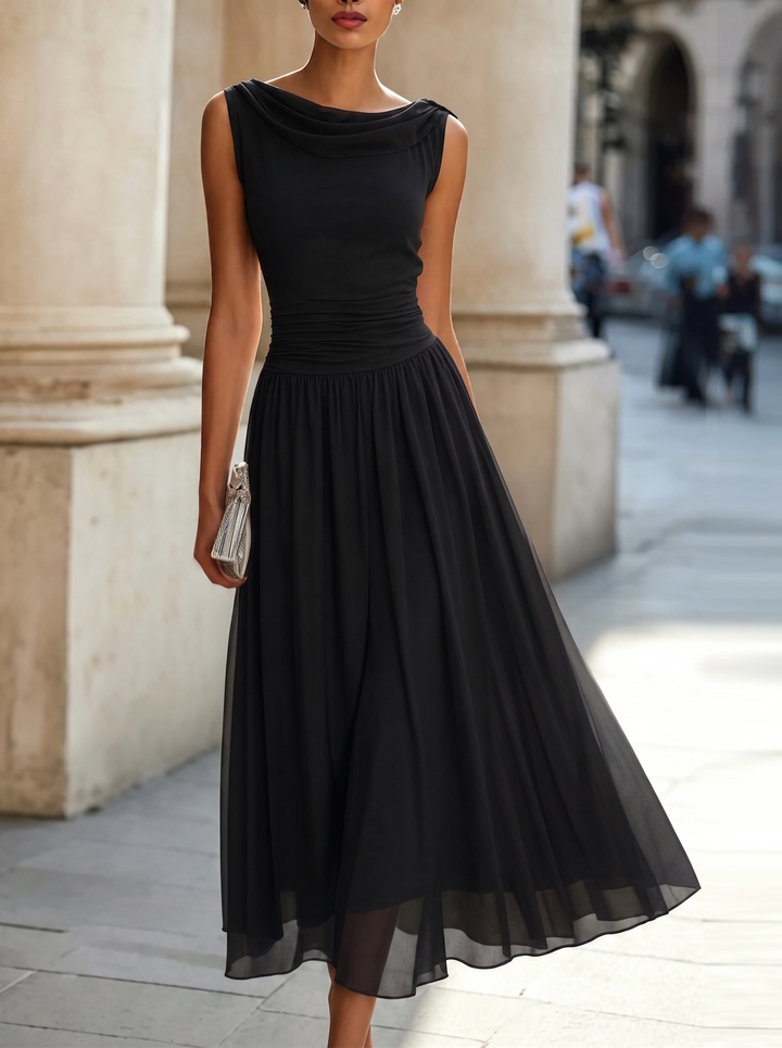 Vivian | Sleeveless Pleated Midi Dress
