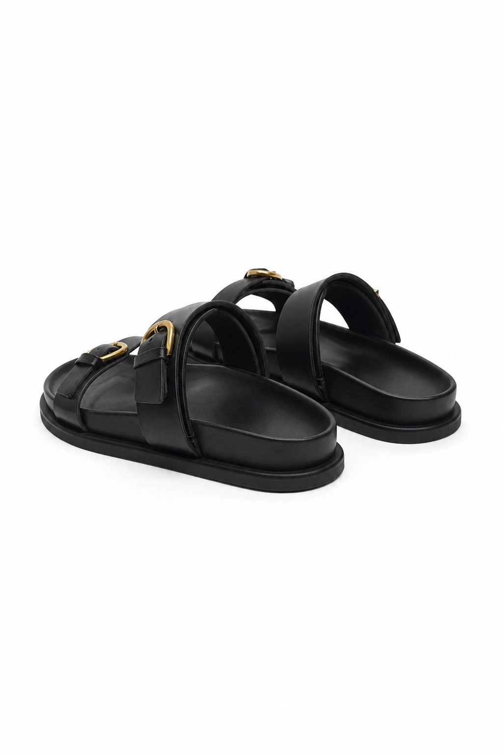 Lucia Buckle Leather Slides