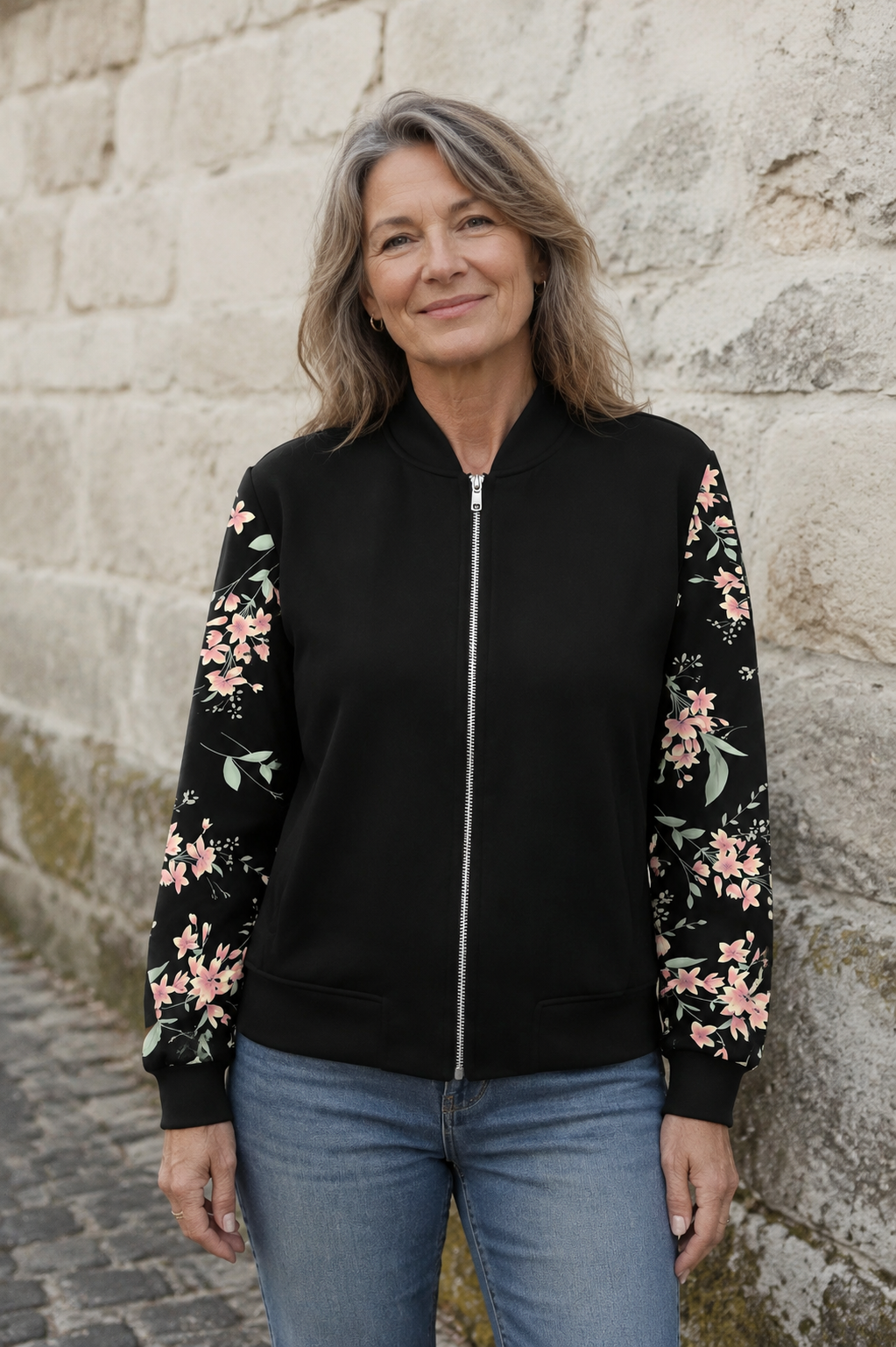 Lucille floral bomber jacket closed