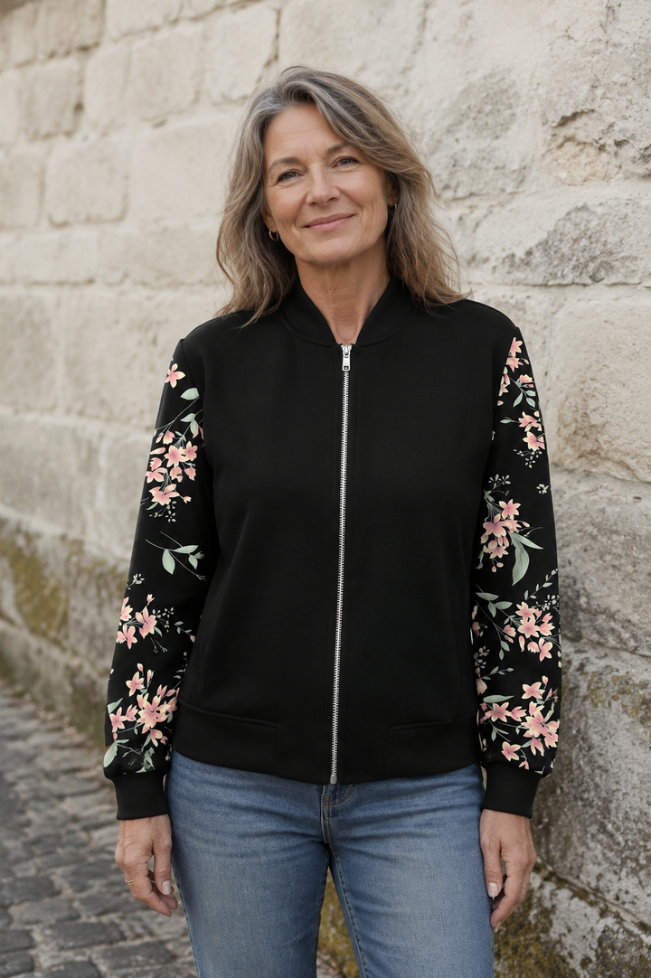 Lucille floral bomber jacket closed