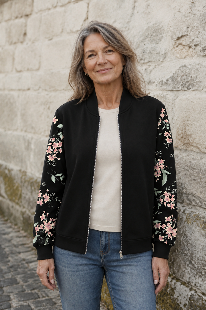 Lucille floral bomber jacket open