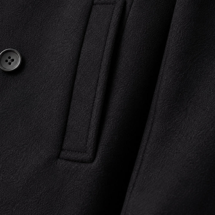 The Buckingham Men’s Warm Winter  Double Breasted Wool Peacoat – Black