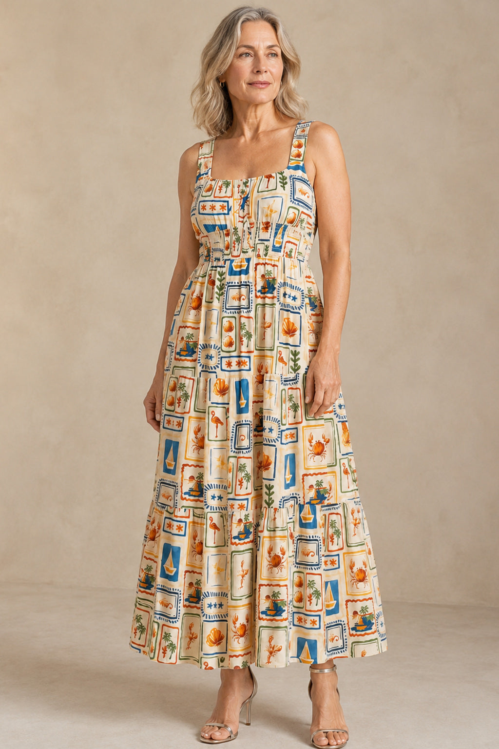 Rosie | Seaside Print Midi Dress