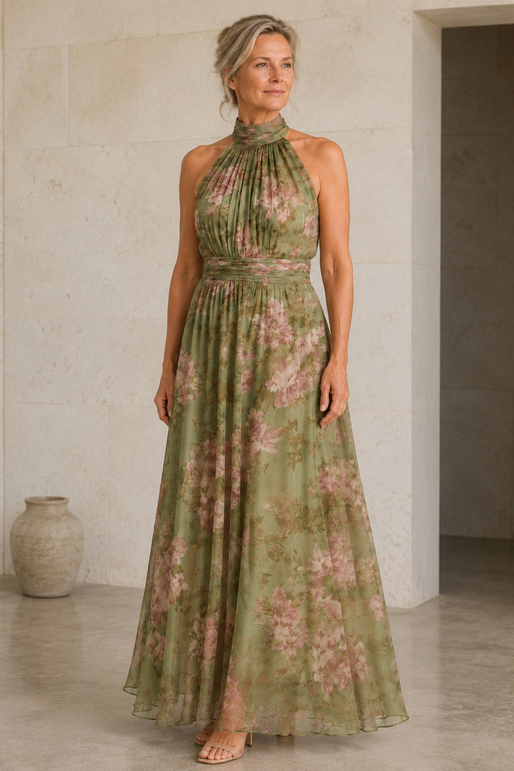 Frances | Gathered Halter Midi Dress