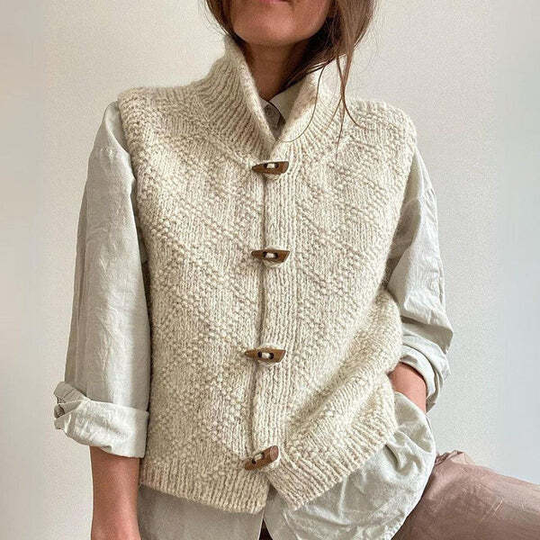Vera | Knitted Vest with Stand-Up Collar