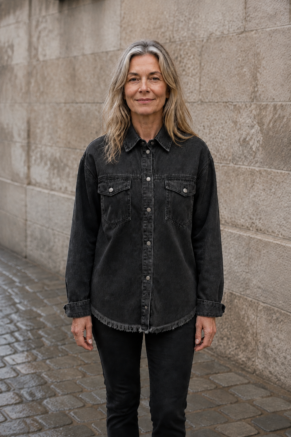 Rebecca Classic Denim Jacket closed front view