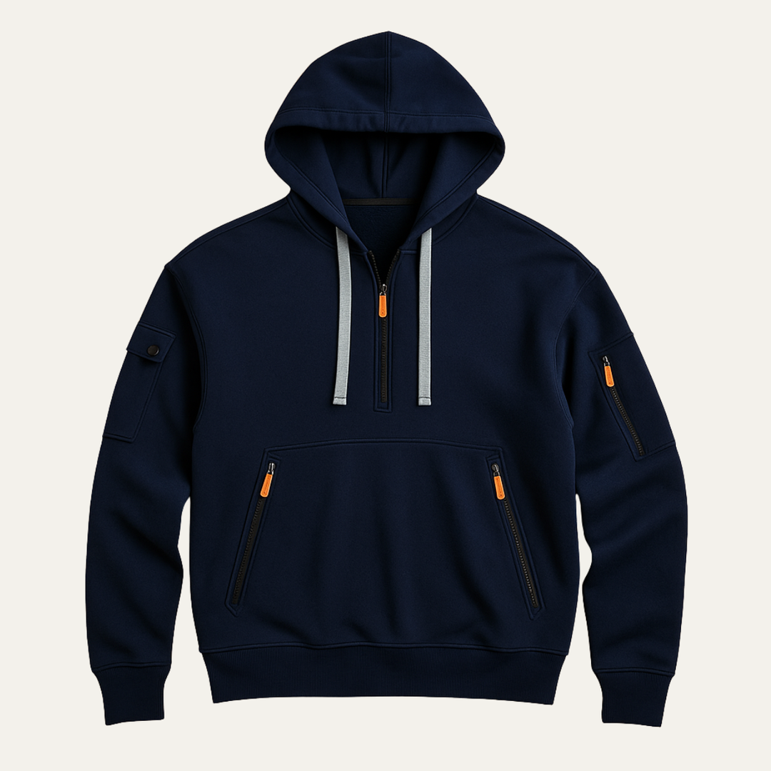 Cotton Blend Half Zip Hoodie