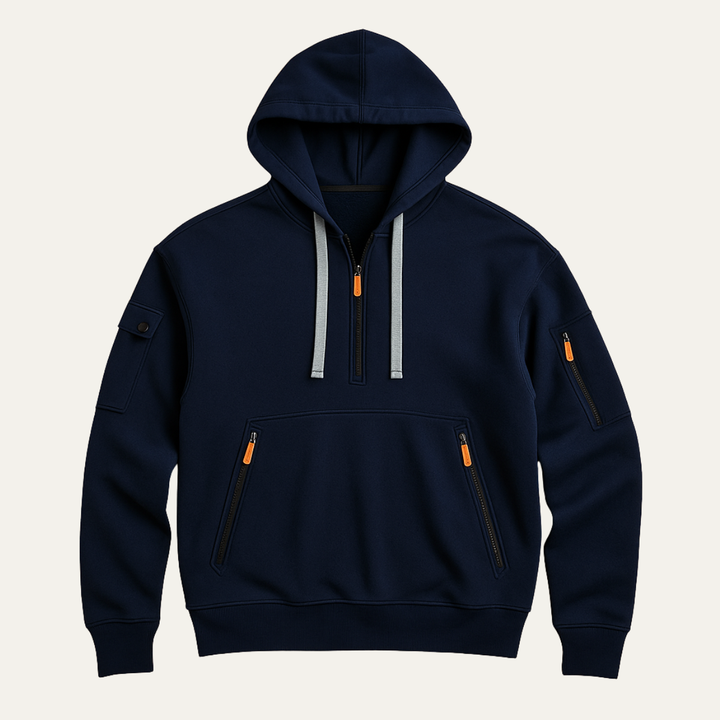 Cotton Blend Half Zip Hoodie