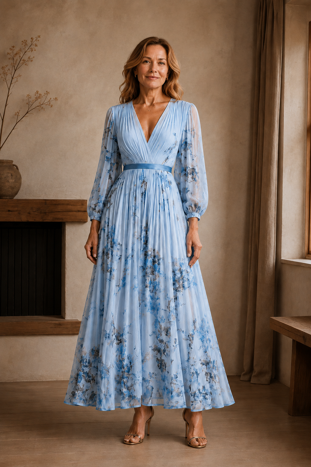 Ruth | Elegant Pleated Maxi Dress