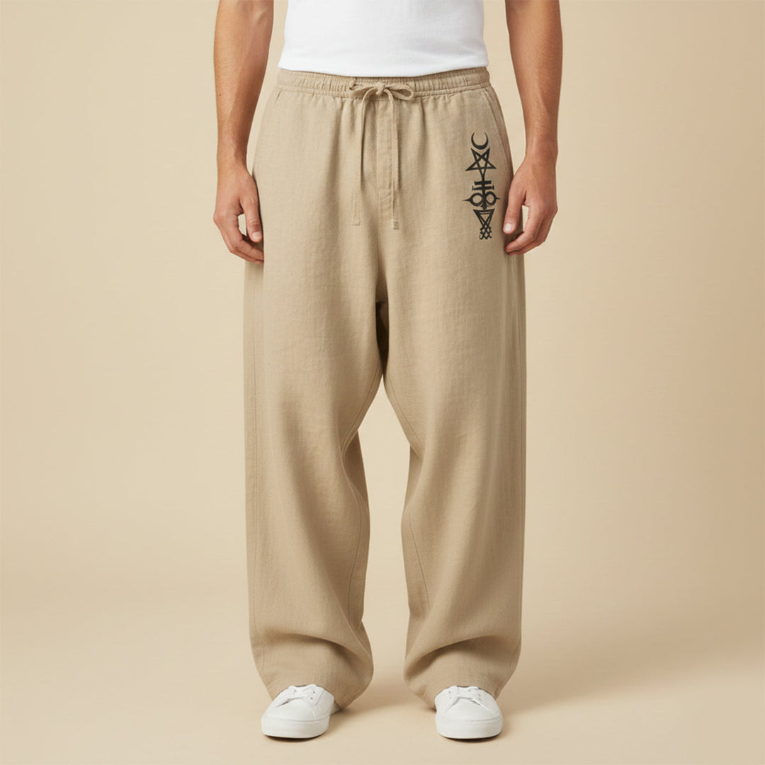 The Brookridge Men’s Trendy Relaxed Fit Linen Wide Leg Drawstring Pants