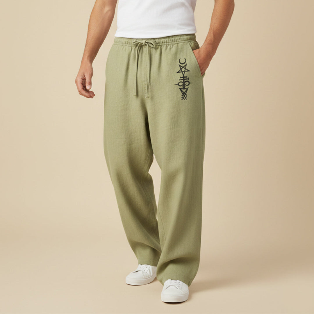 The Brookridge Men’s Trendy Relaxed Fit Linen Wide Leg Drawstring Pants
