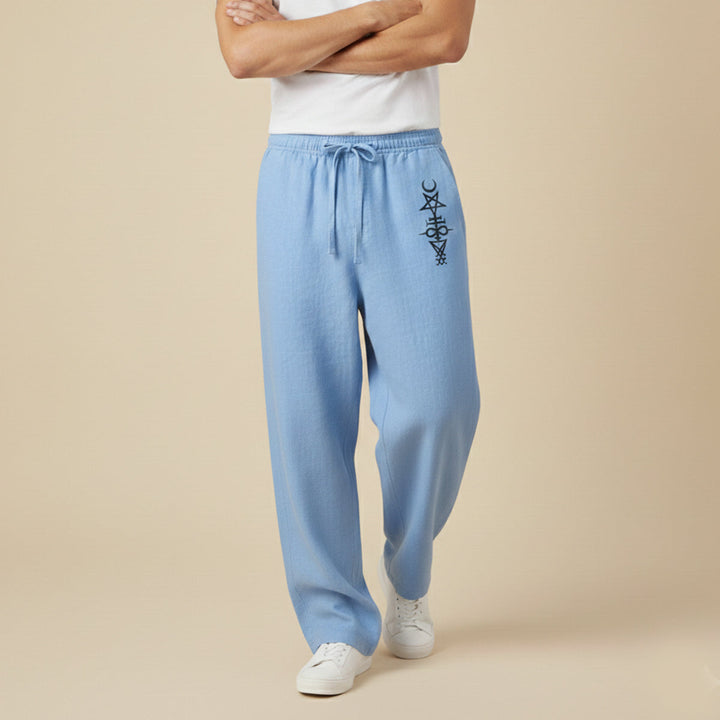 The Brookridge Men’s Trendy Relaxed Fit Linen Wide Leg Drawstring Pants
