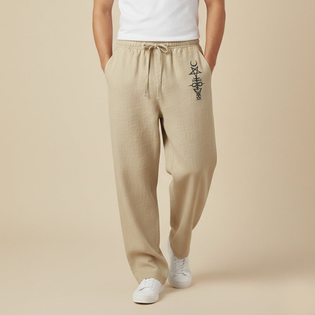 The Brookridge Men’s Trendy Relaxed Fit Linen Wide Leg Drawstring Pants