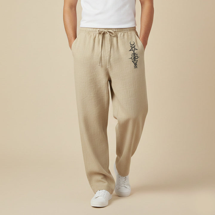 The Brookridge Men’s Trendy Relaxed Fit Linen Wide Leg Drawstring Pants