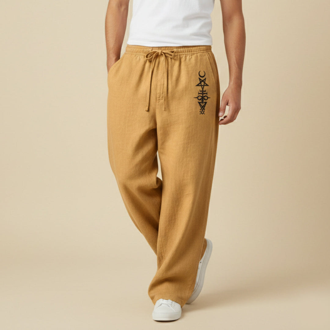 The Brookridge Men’s Trendy Relaxed Fit Linen Wide Leg Drawstring Pants