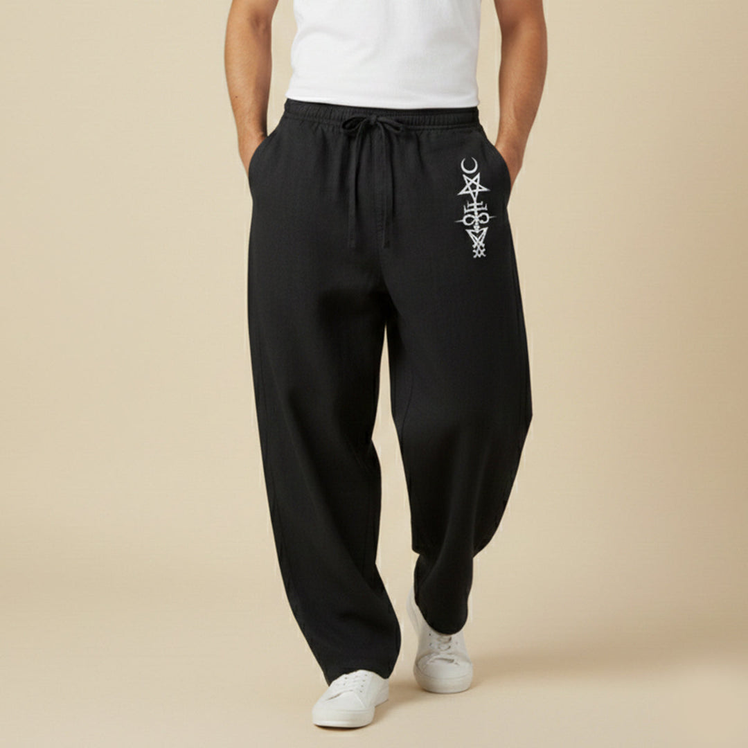 The Brookridge Men’s Trendy Relaxed Fit Linen Wide Leg Drawstring Pants