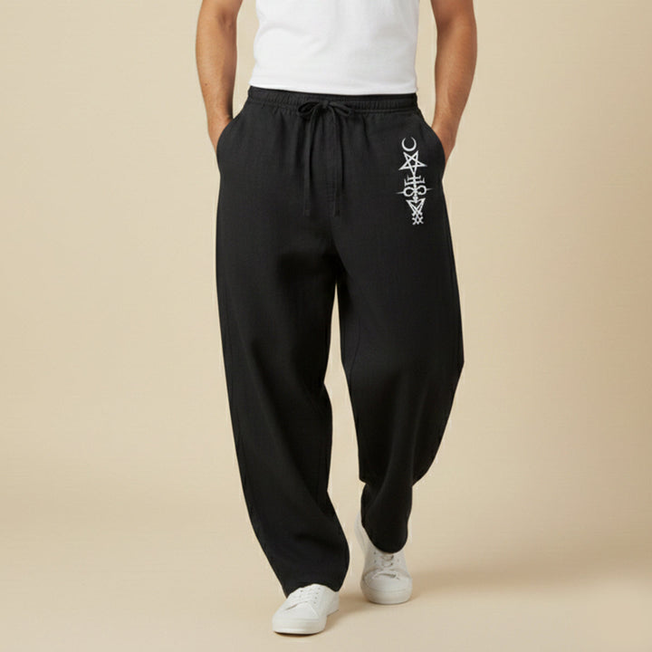 The Brookridge Men’s Trendy Relaxed Fit Linen Wide Leg Drawstring Pants