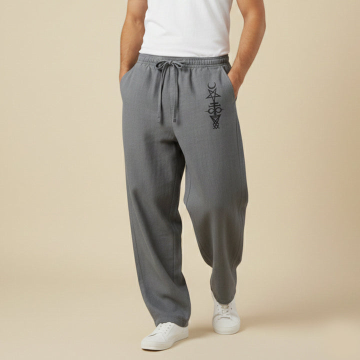 The Brookridge Men’s Trendy Relaxed Fit Linen Wide Leg Drawstring Pants