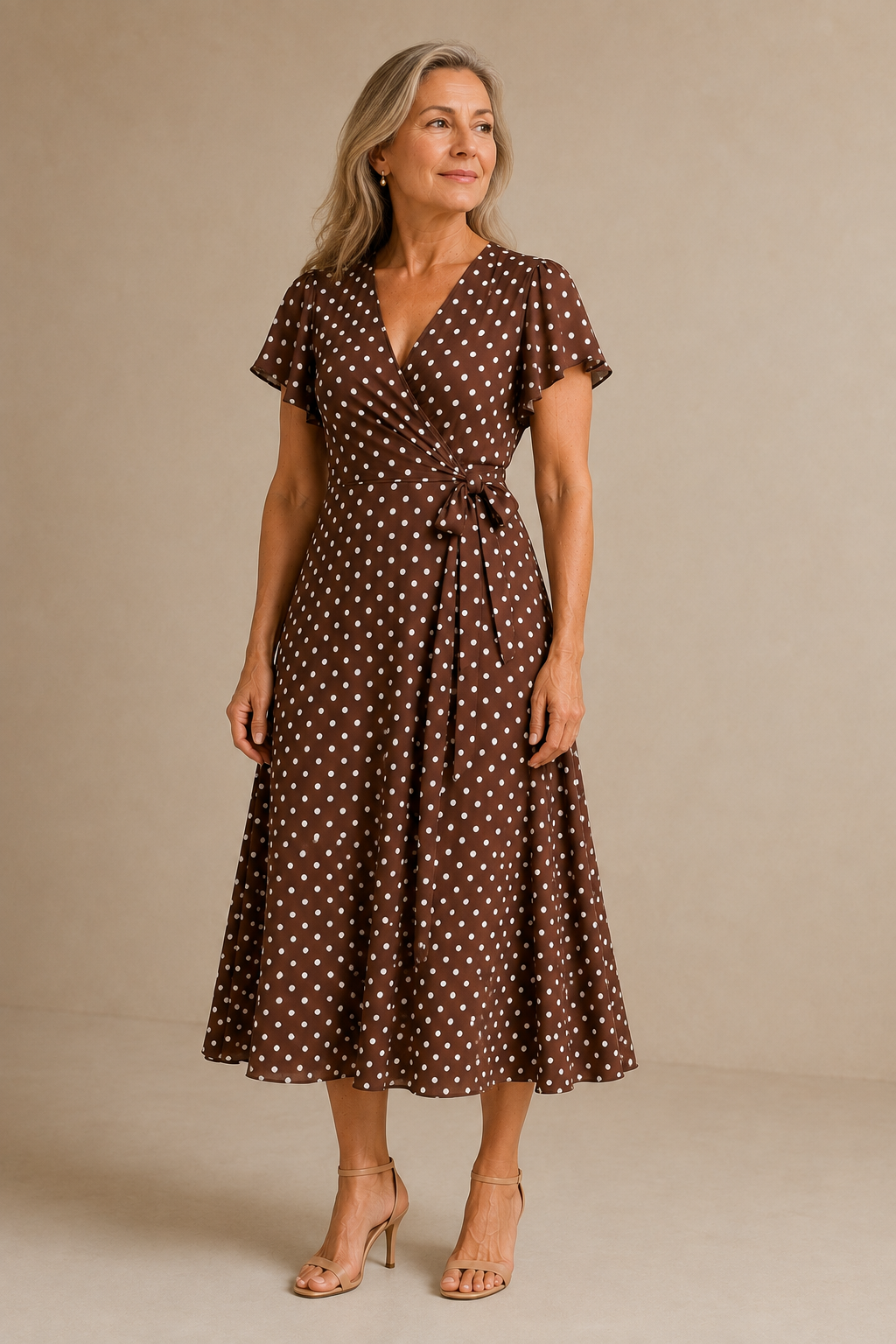 Sandra | Polka Dot Cross Neck Dress