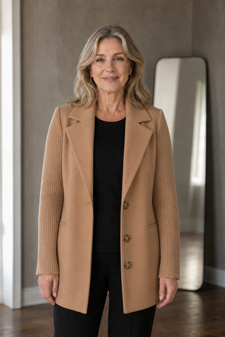 Sasha Ribbed Knit Blazer Coat open front view