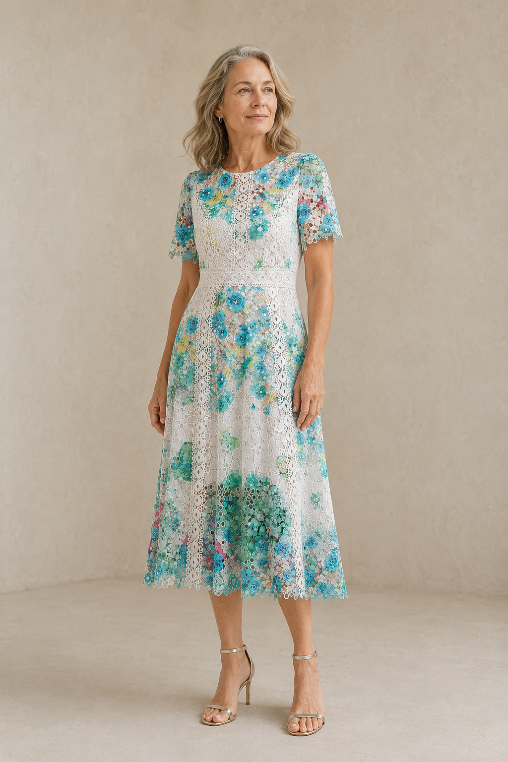 Rosalyn | Openwork Lace Fitted Midi Dress
