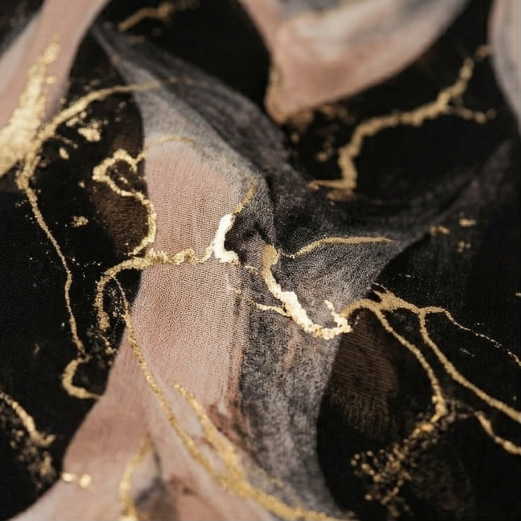 Lois | Marble Gold Chiffon Maxi Dress