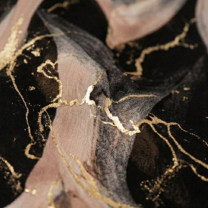 Lois | Marble Gold Chiffon Maxi Dress