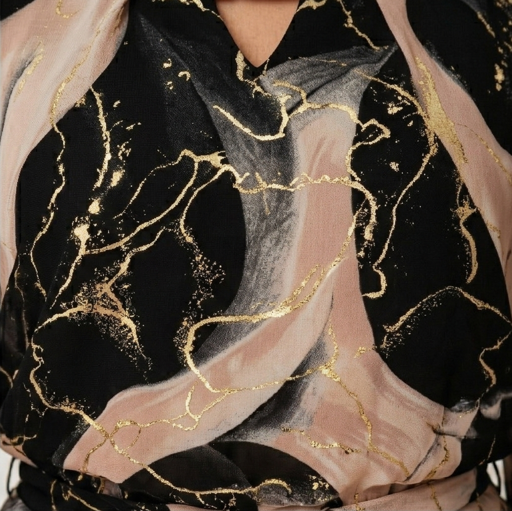 Lois | Marble Gold Chiffon Maxi Dress