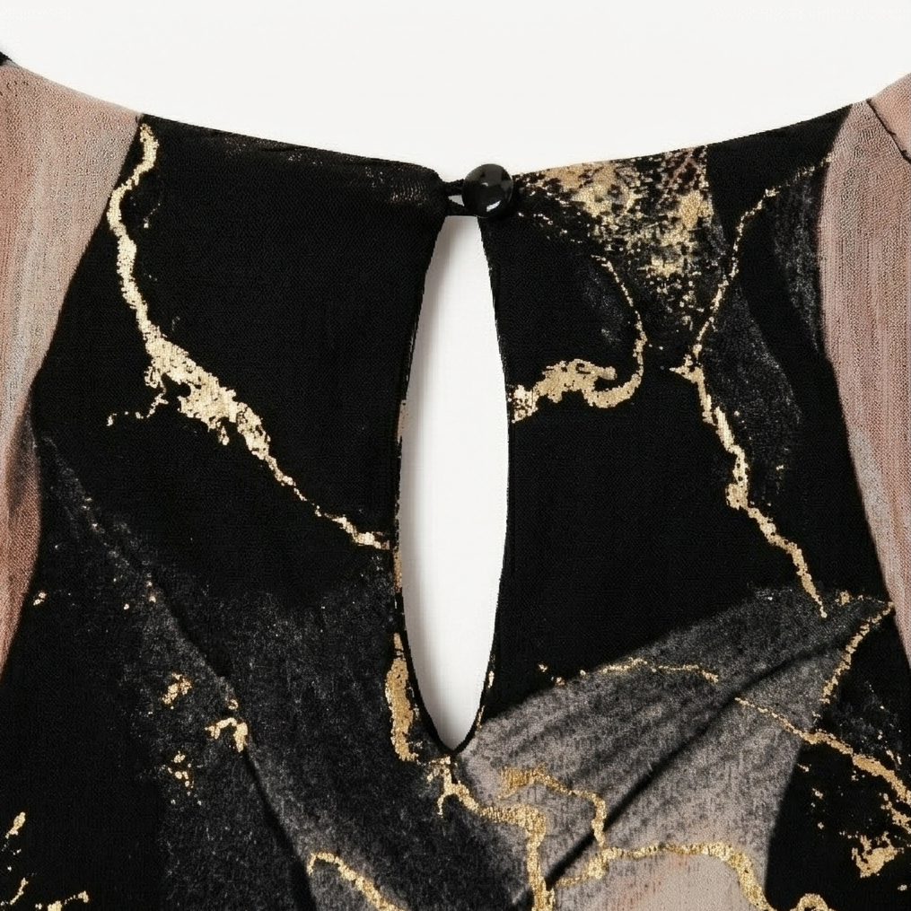 Lois | Marble Gold Chiffon Maxi Dress