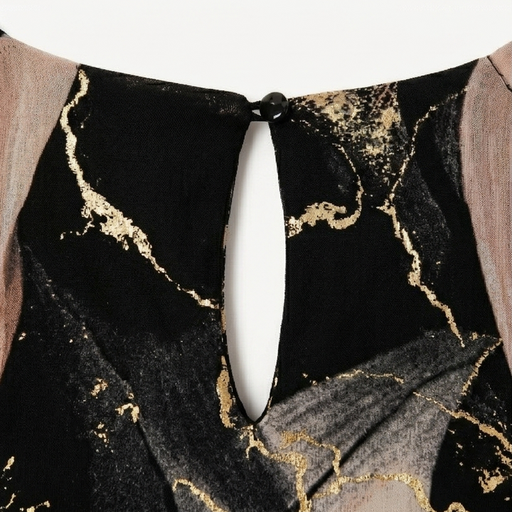 Lois | Marble Gold Chiffon Maxi Dress