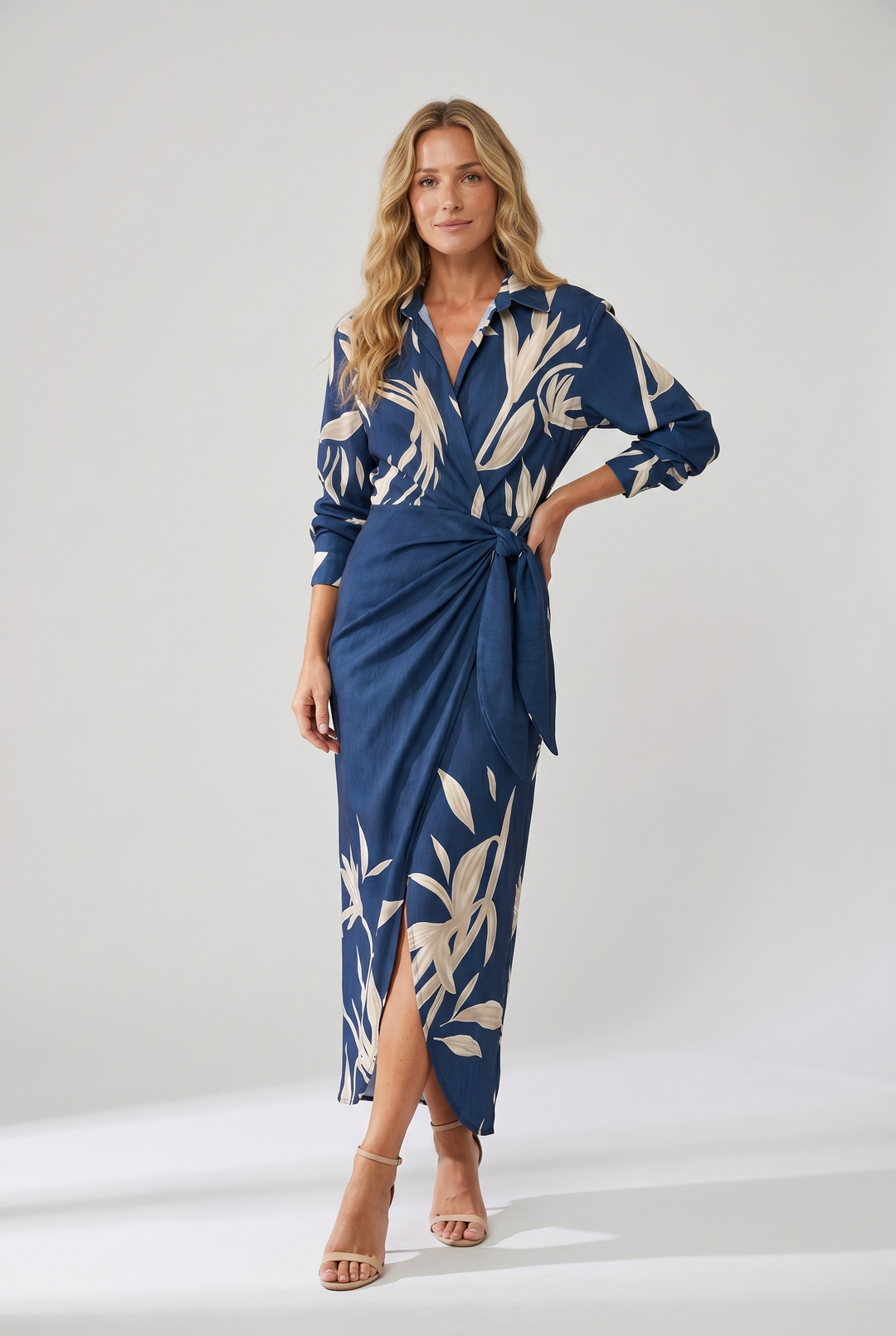 Danielle | Leaf Print Maxi Wrap Dress