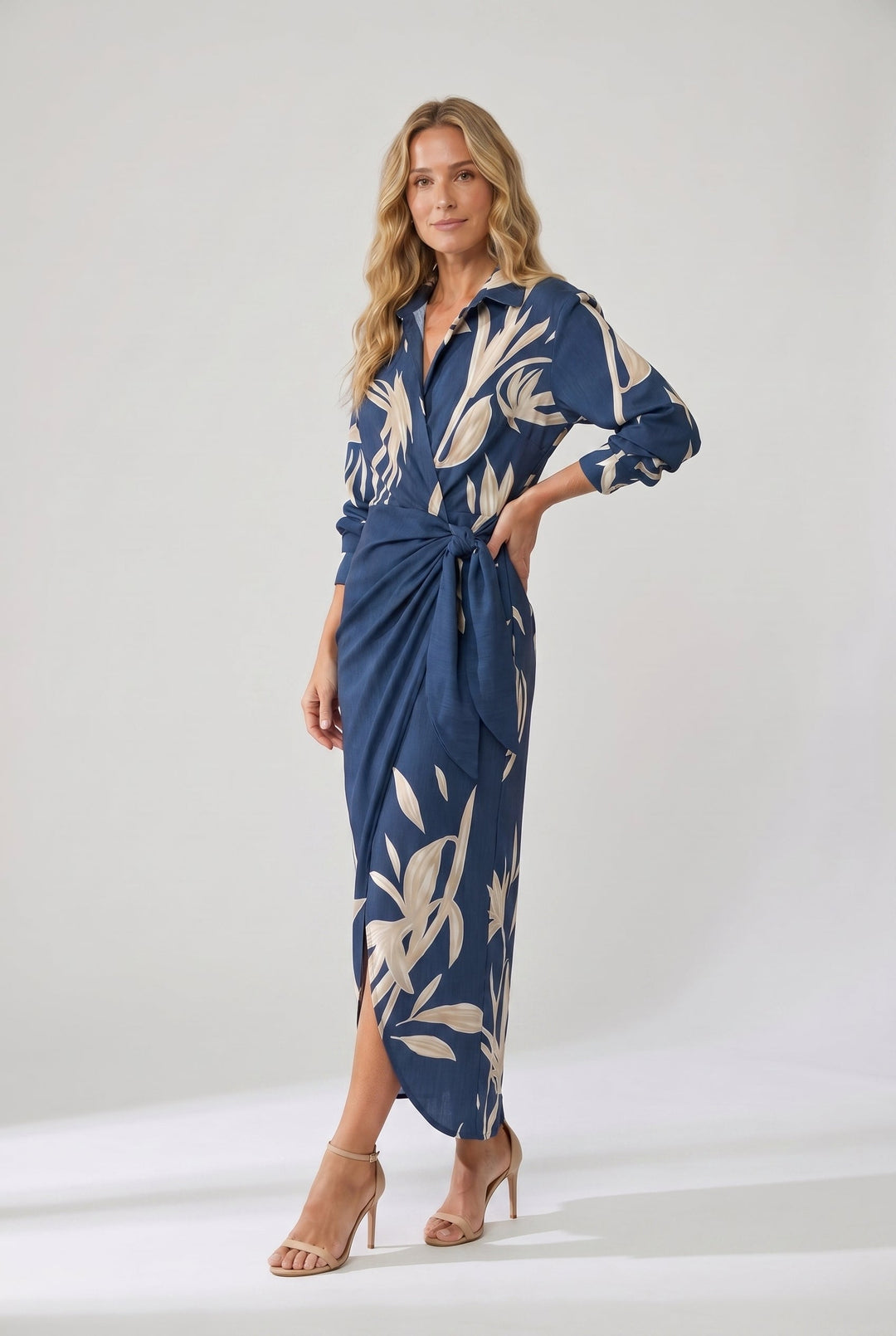 Danielle | Leaf Print Maxi Wrap Dress